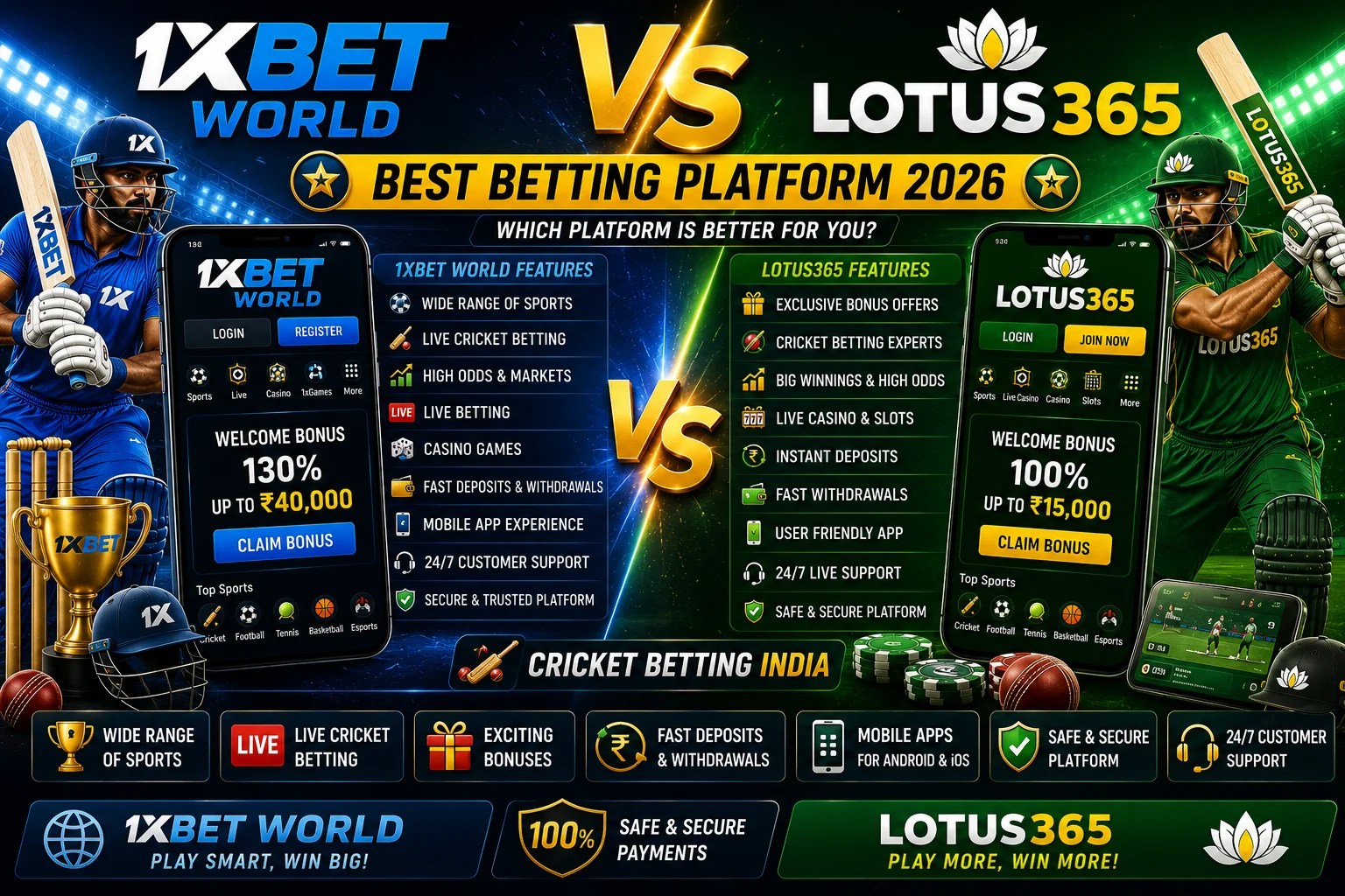 1xBet World vs Lotus365 Best Betting Platform 2026