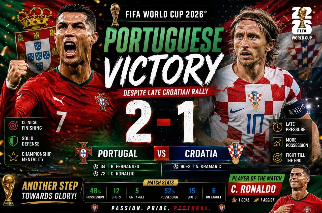 Portugal vs Croatia 2-1 FIFA World Cup 2026 Portuguese Victory Despite Late Croatian Rally