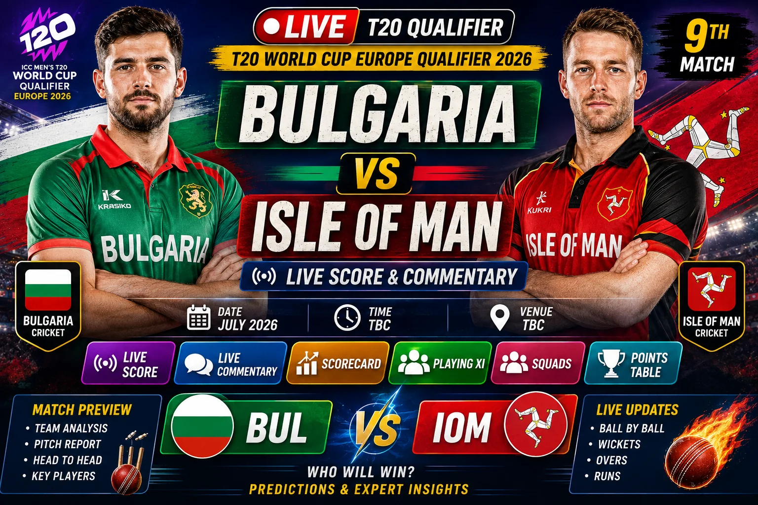 Bulgaria vs Isle of Man Live Score T20 Qualifier
